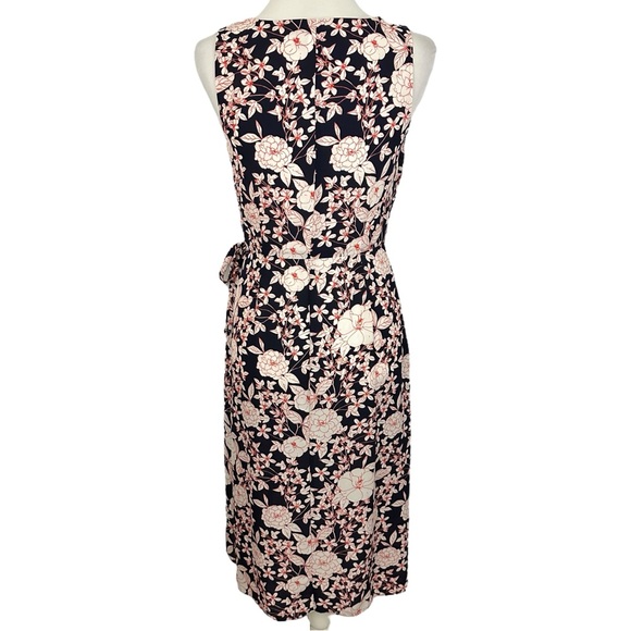 BANANA REPUBLIC | Navy Blue White Floral Print Faux Wrap Midi Dress NWT Sz 2 - Picture 9 of 15